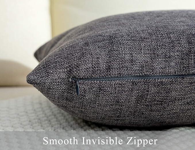 Stellhome Burlap Throw Pillow Covers Solid Farmhouse Linen Pillowcase - Image 4