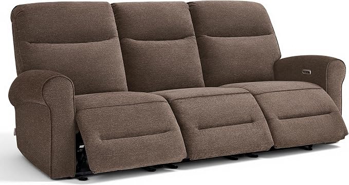MCombo 87.8" Wall Hugger Power Reclining Sofa, 3-Seat Triple Recliner Couch by MCombo