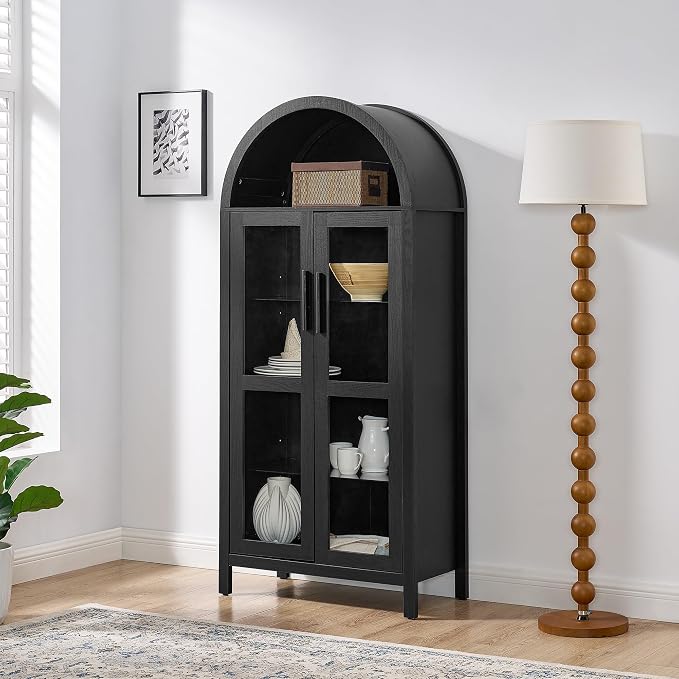 67" Black Tall Display Cabinet - Image 9