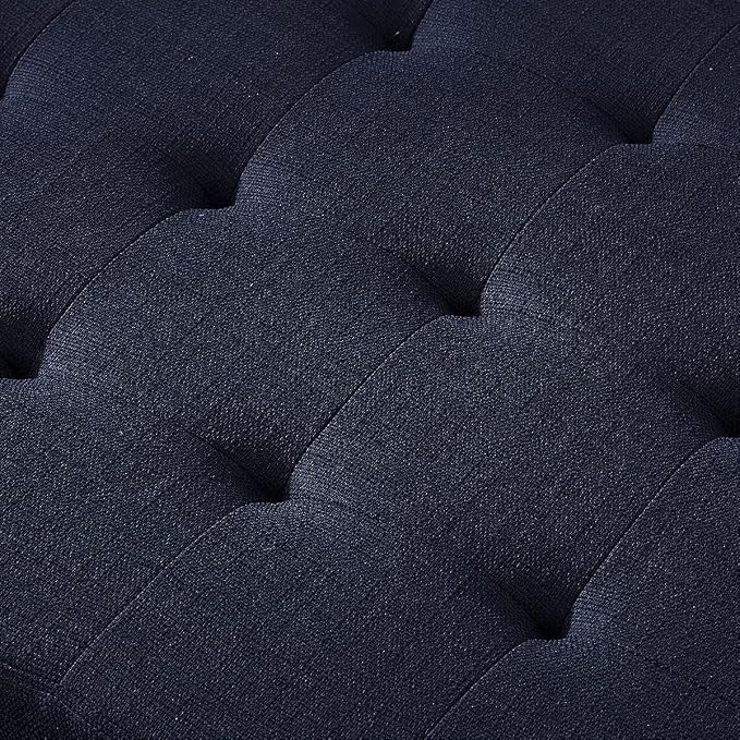 24KF Large Square Upholstered Tufted Linen Ottoman, Large Footrest Ottoman - Image 5