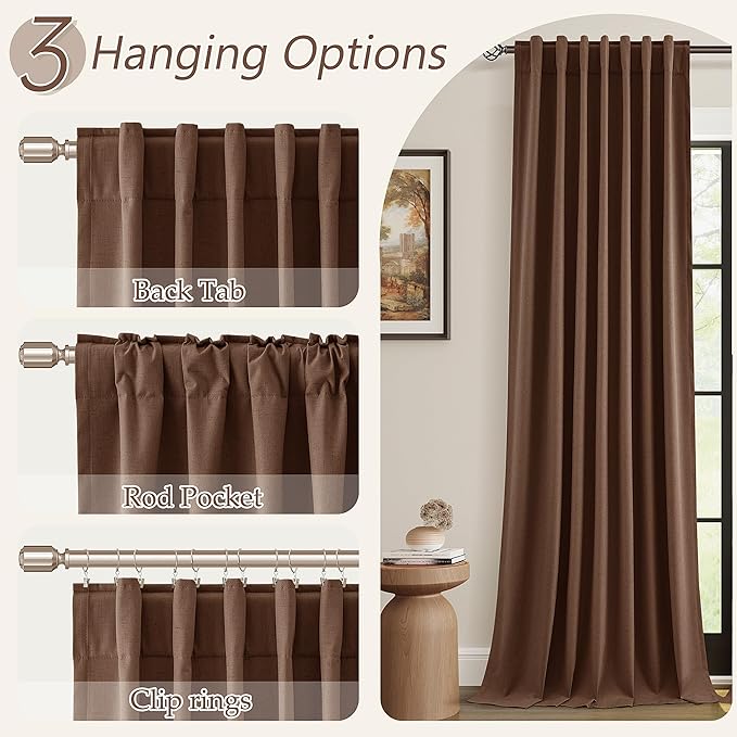 Guken 100% Blackout Curtains 102 Inch Length 2 Panels Set - Image 6