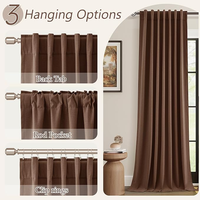 Guken 100% Blackout Curtains 96 Inch Length 2 Panels Set - Image 6