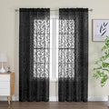 OWENIE Furman Black Sheer Curtains 72 inches Long 2 Panels Set, Light Filtering by OWENIE