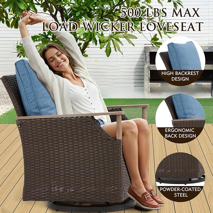MELLCOM Patio Furniture Set, Weather Resistant Olefin Fabric - Image 7
