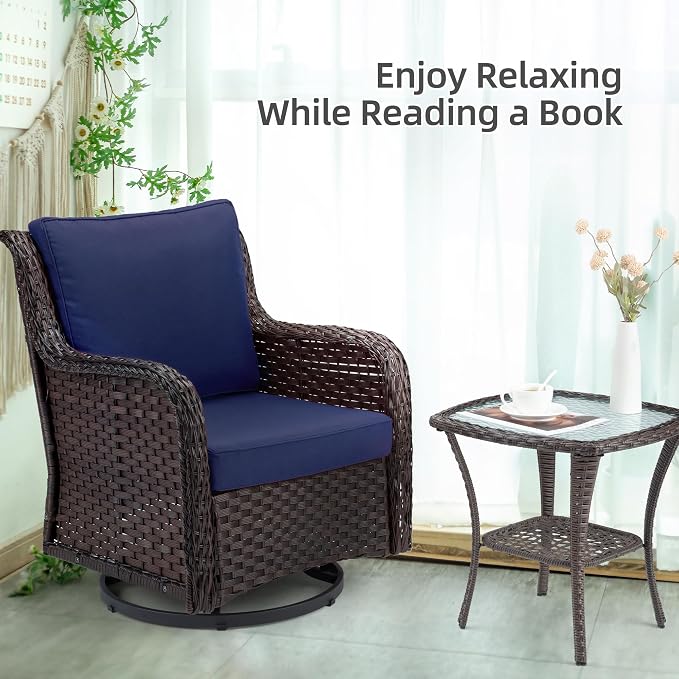 Towallmark Outdoor Swivel Wicker Glider Patio Chairs - Image 6