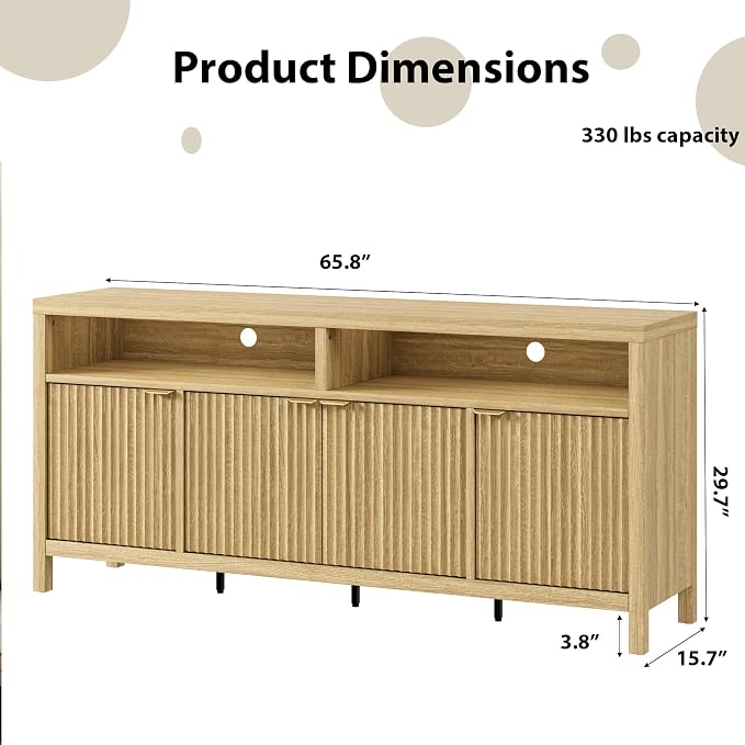GarveeLife 65 Inch Fluted Sideboard Buffet Cabinet - Image 2