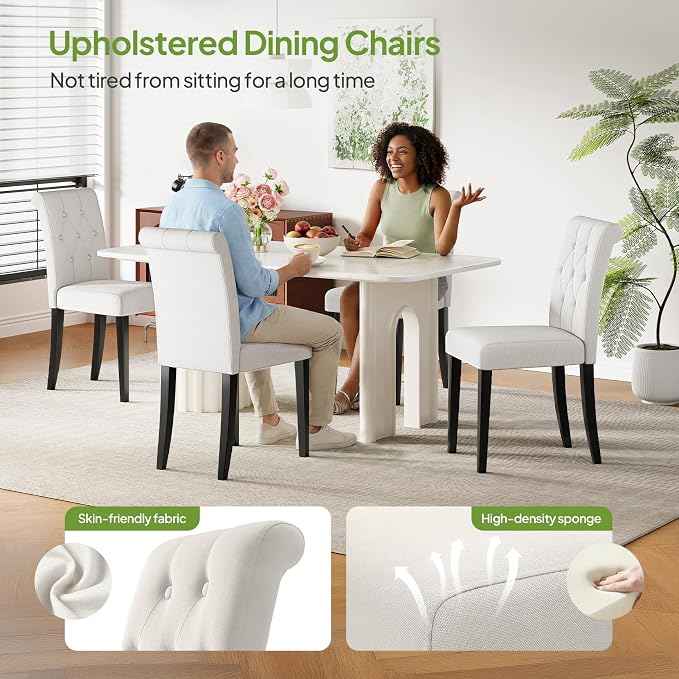 Welzona Upholstered Dining Chairs Set of 4, Button Tufted Parsons Dining Chair - Image 4