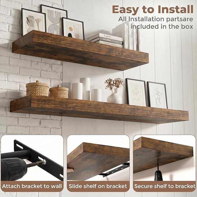 FLYJOE Floating Shelves for Wall, 32 Inch Floating Shelves Set of 2, Kitchen - Image 6