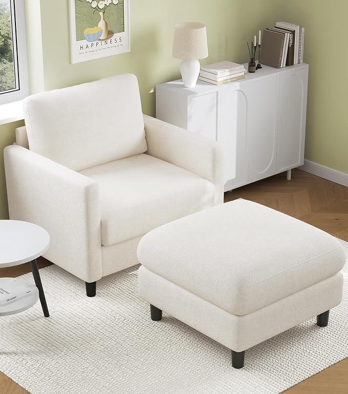 Welzona Sofa Accent Chair with Ottoman, Tool-Free Setup Living Room Accent - Image 9