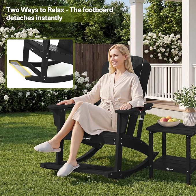 Outdoor Oversized Adirondack Rocking Chairs, All Weather HDPE Patio Rocking - Image 6