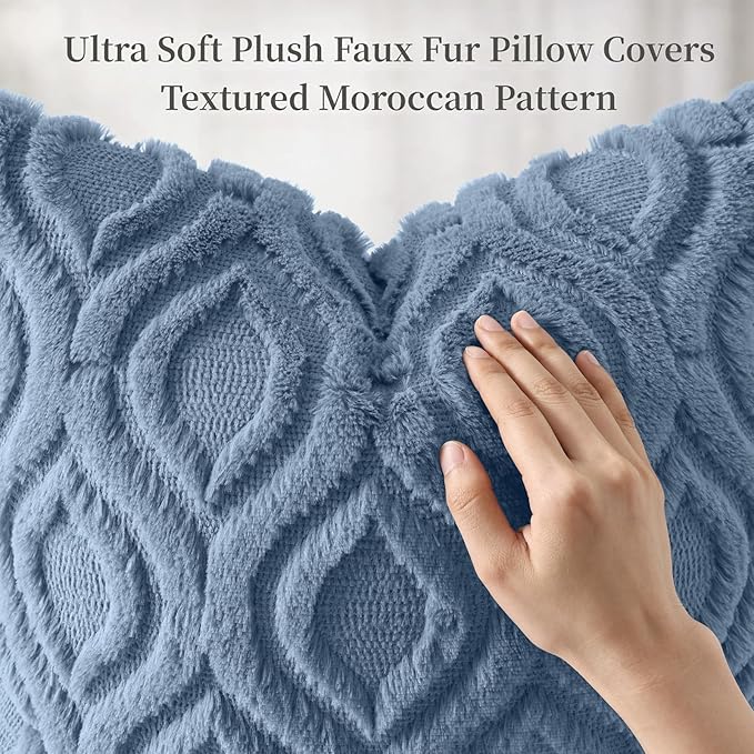 decorUhome Throw Pillow Covers 26x26 Inch Set of 2, Soft Plush Faux Wool Dusty - Image 6