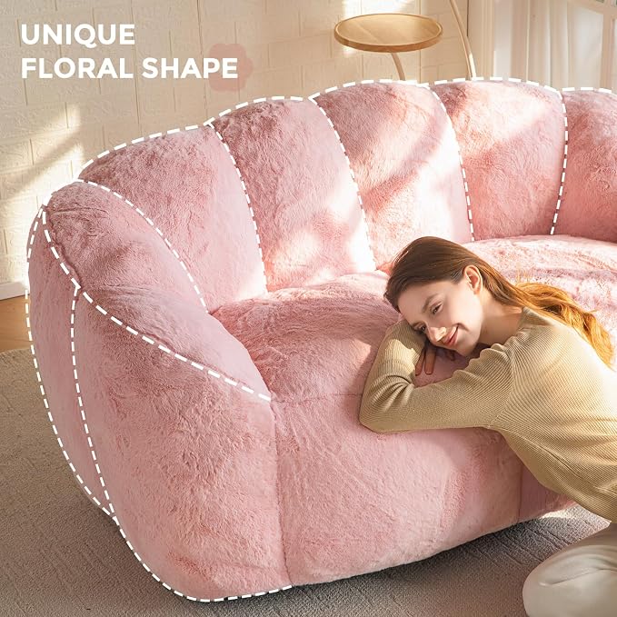 MAXYOYO Bean Bag Chair for Adults, Loveseat Floral Shaped Bean Bag Sofa - Image 8