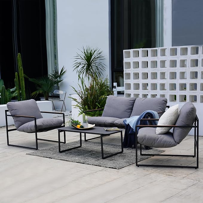 Grand Patio 4-Piece Modern Outdoor Furniture Set, Patio Sofa by GrandPatio