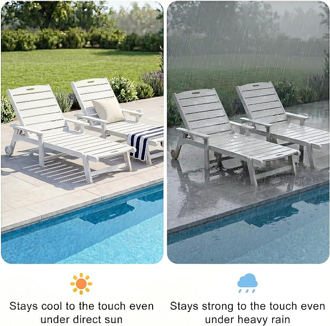 Outdoor Lounge Chair with 5-Position Adjustable, Outside Lounge Chair with Cup - Image 5