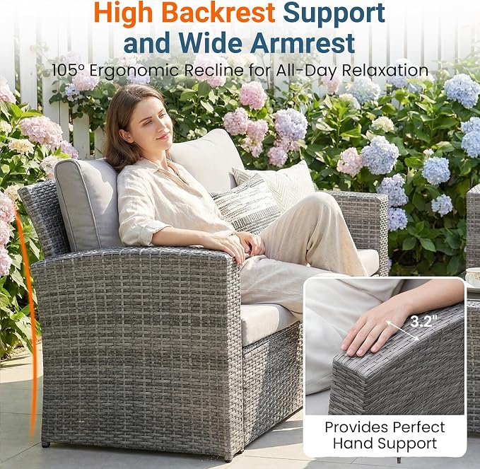 Wisteria Lane Patio Furniture Set, 5 Pieces Wicker Outdoor Furniture - Image 3