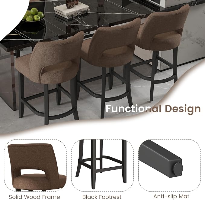 VKNOW Bar Stools Set of 6, Modern Counter Stools - Image 5