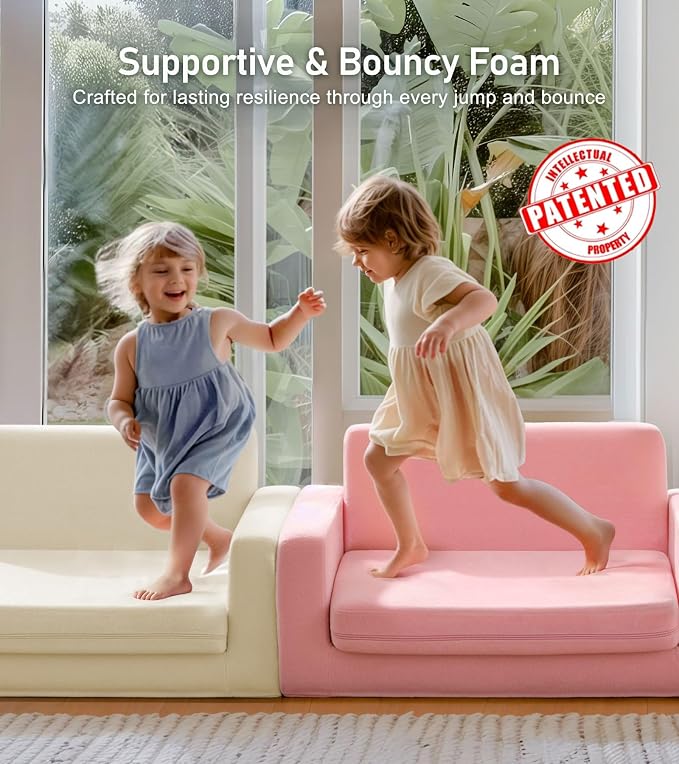 3-in-1 Extra Wide Convertible Kids Couch, Flip Open Toddler Couch to Lounger - Image 6