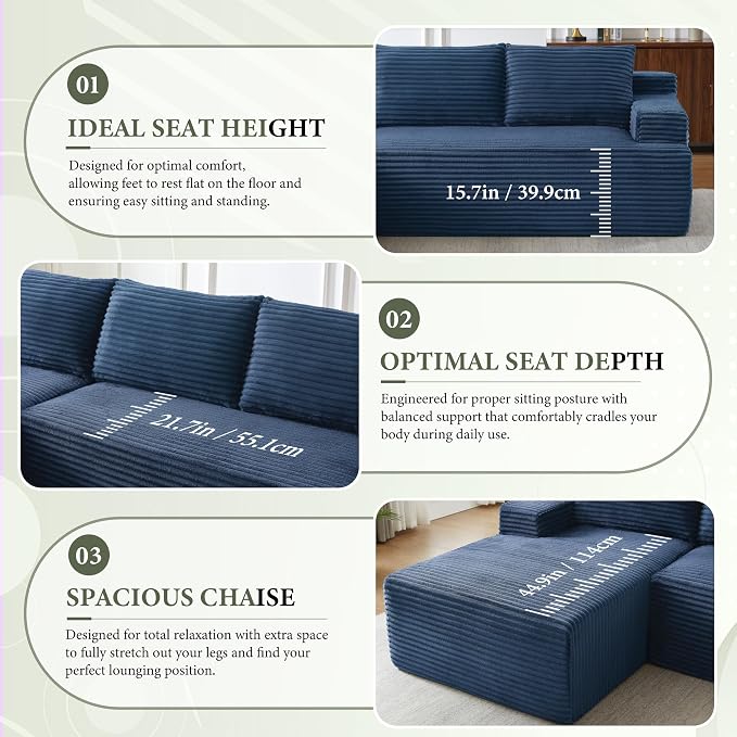 96" Sectional Couches for Living Room Cloud Couch Sofa - Image 6