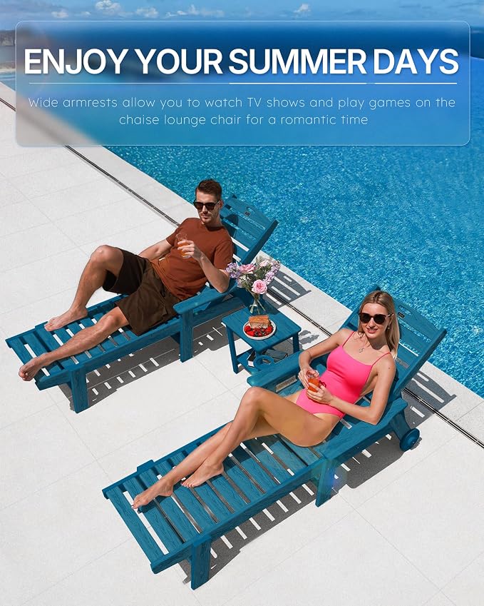 Patio Chaise Lounge Chair Set of 2, Oversize Lounge Chairs - Image 3