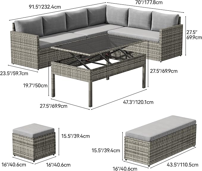 YITAHOME 9 Piece Patio Furniture Set, All-Weather Wicker Outdoor Sectional Sofa - Image 4