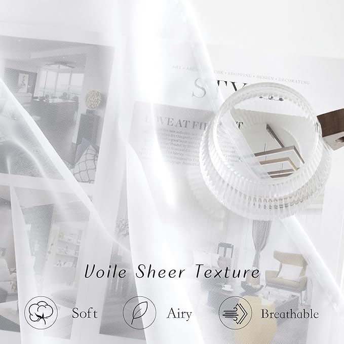 NICETOWN White Sheer Sliding Door Curtains 90 inches Long - Image 4