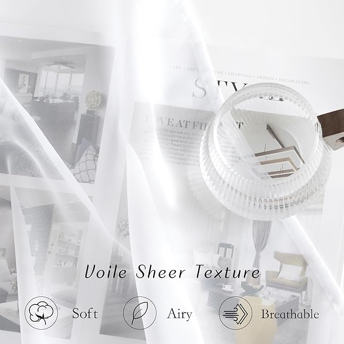 NICETOWN White Sheer 102 inch Curtains - Image 4