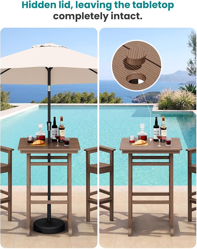 SERWALL Balcony Adirondack Chairs and Table 3 Pieces Set, Adirondack Bar Height - Image 2