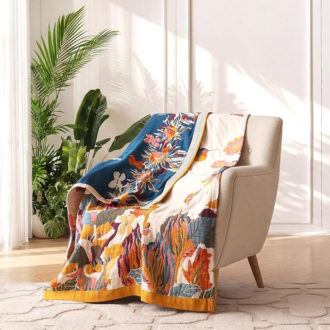 LUTBM Boho Throw Blanket for Couch 100% Cotton Soft Breathable Butterfly and - Image 2