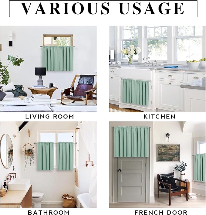 RYB HOME Kitchen Blackout Curtains Over Sink 36 inch Length, Rod Pocket Summer - Image 6