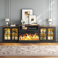 97" Fireplace TV Stand with 36" Electric Fireplace, Farmhouse Entertainment by Unknown