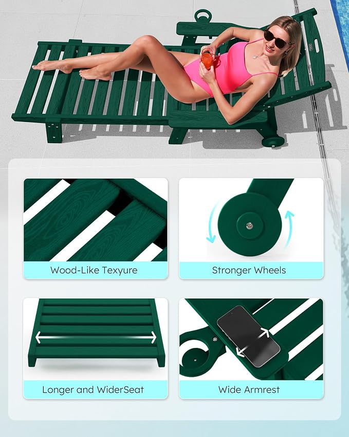 Patio Chaise Lounge Chair Set of 4, Oversize Lounge Chairs - Image 5