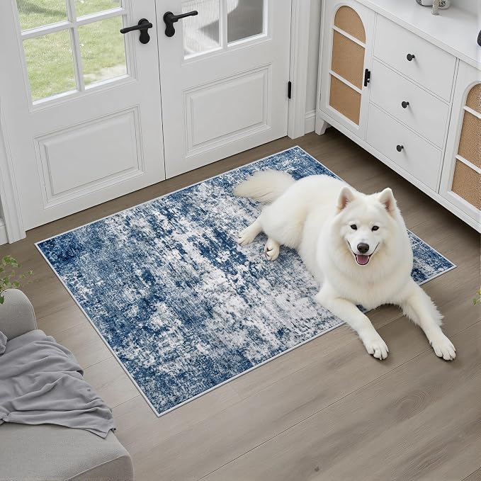 Washable Area Rug 2x3 Entryway Rug: Washable Modern Abstract Soft Thin Rug - Image 2