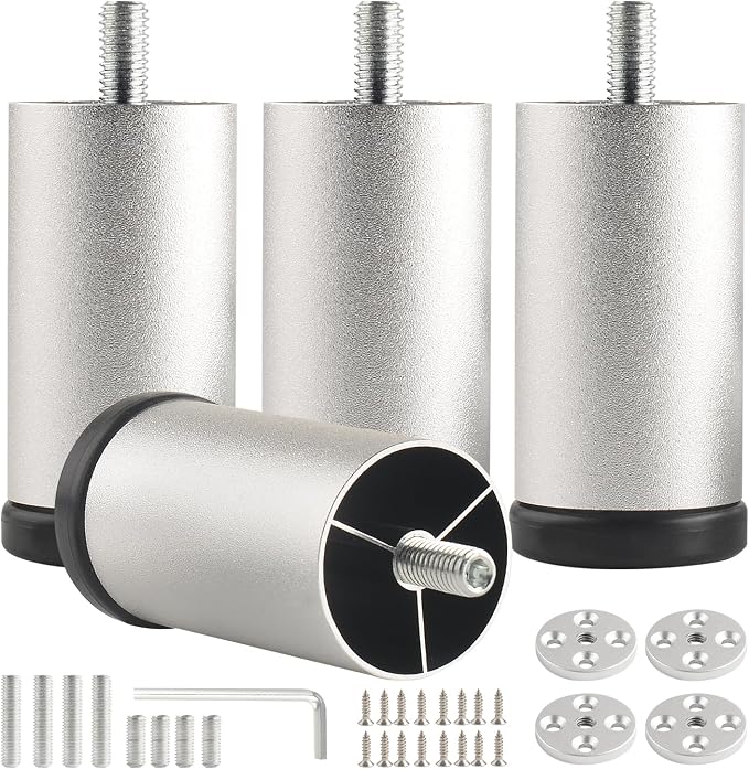 4 Pack Bed Support Legs 3 Inch Silver Furniture Cabinet Metal Legs Replacement by Unknown
