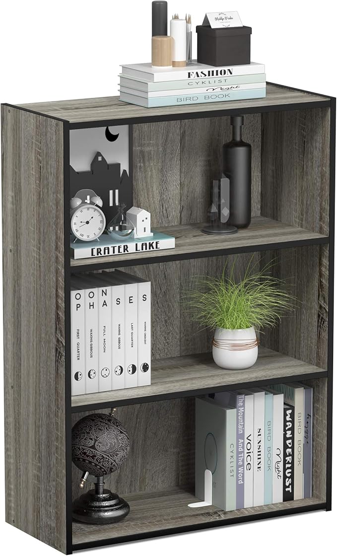 Furinno PASIR Book Shelf, 3-Tier Bookshelf, Storage Shelves Bookcase, 9.7 x by Furinno-FitsYourSpaceFitsYourBudget