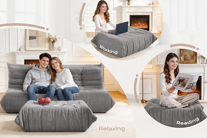 Bean Bag Pouf Ottoman, Foot Stool, Foot Rest - Image 4