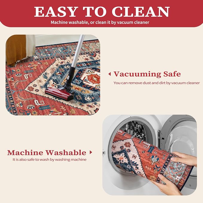 SERISSA 10x12 Area Rugs for Living Room, Large Washable Non-Slip Boho Rug - Image 3