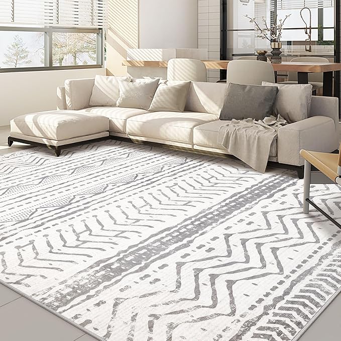 Nakagishi 5x8 Area Rug Living Room: Washable Boho Large Neutral Soft Rugs by NakagishiAreaRug