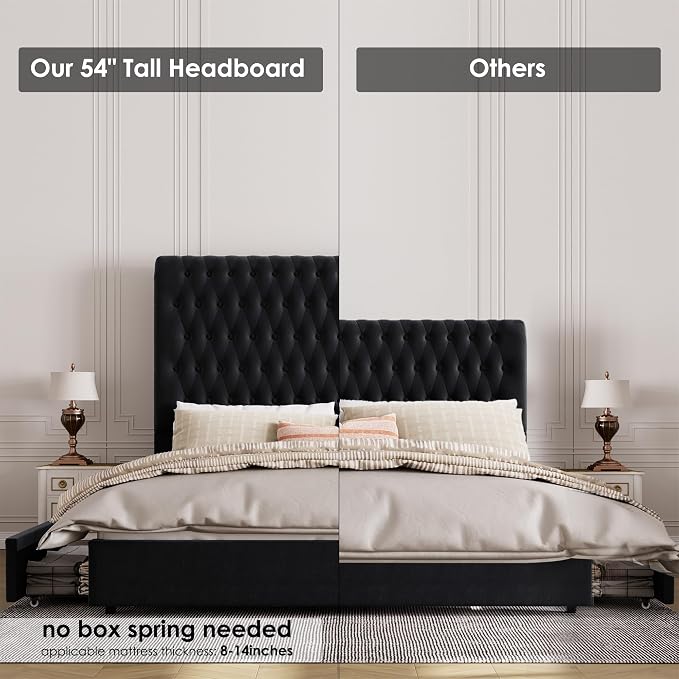 Queen Size Bed Frame 54" Tall Headboard - Image 5