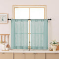Chyhomenyc Aqua Green Semi Sheer Curtains 36 Inch Length, Light Filtering Faux by Chyhomenyc