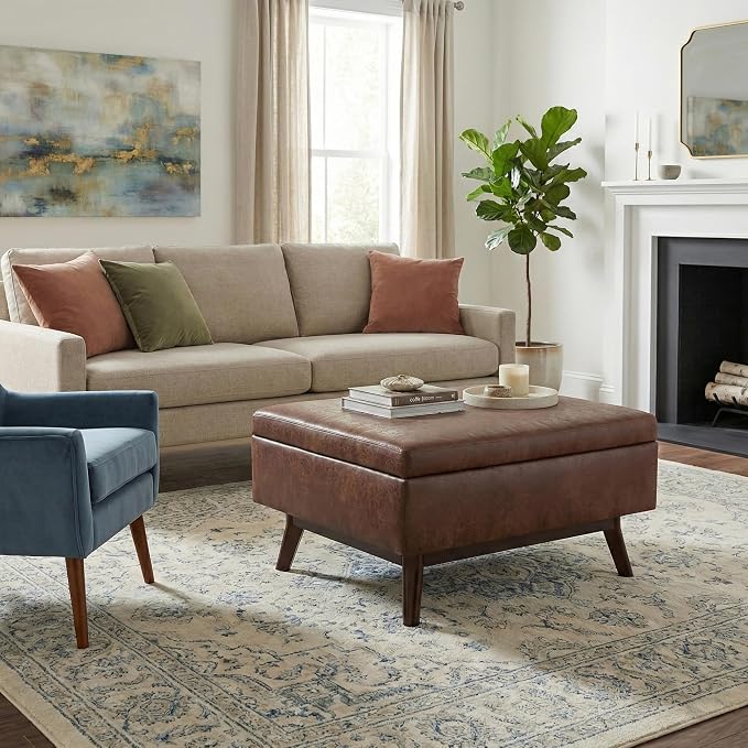 SIMPLIHOME Owen Coffee Table Storage Ottoman - Image 4