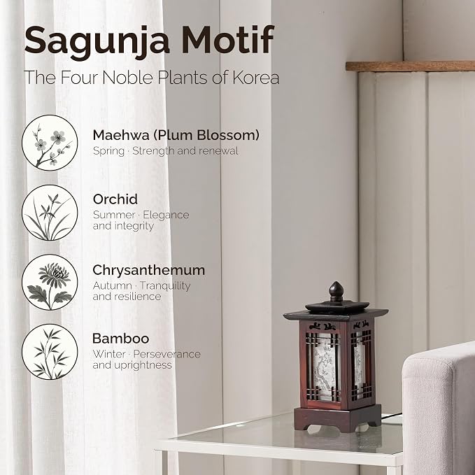 Antique Alive Traditional Korean Wood Lamp | Handmade Asian Oriental Table - Image 3