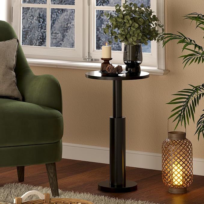 LAATOOREE Small Round Side Table, Accent Drink Coffee Table, Pedestal End Table - Image 4