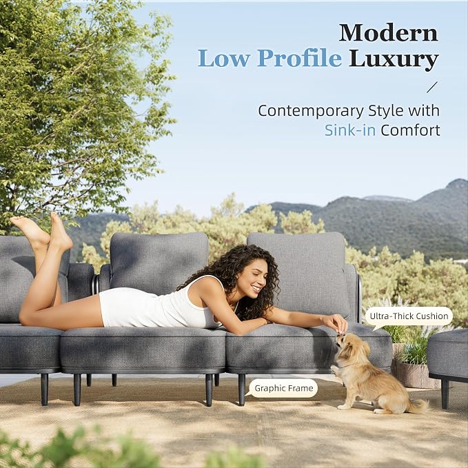 HERA'S HOUSE Metal Patio Furniture Set, Modular 5 Seats and 1 Nesting Coffee - Image 2
