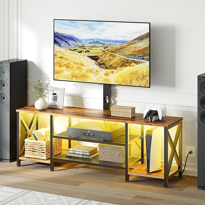 HOOBRO TV Stand with Mount and Power Outlet, LED Entertainment Center with - Image 2
