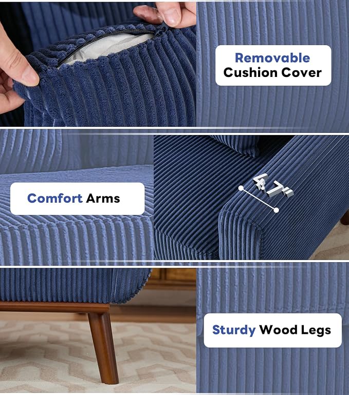 Kingfun 65" Corduroy Love Seat - Image 7