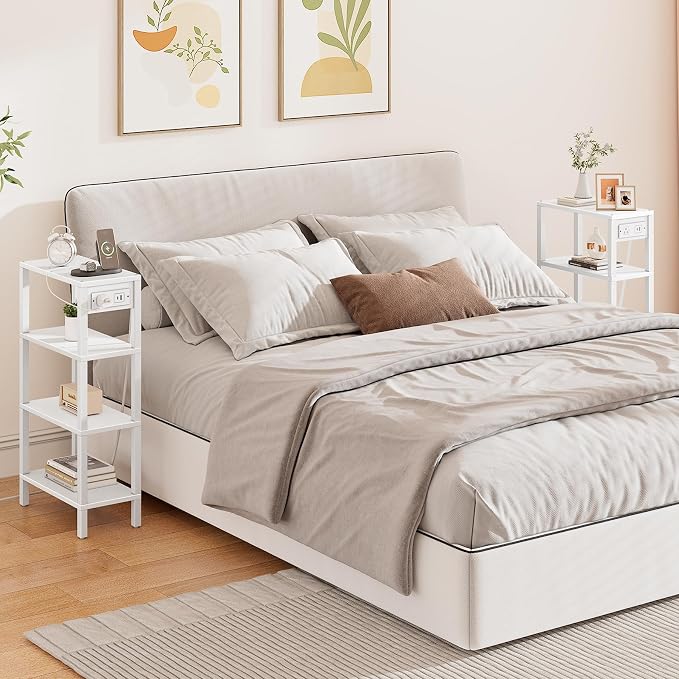 TUTOTAK Narrow Side Table with Charging Station, Small End Table with USB Ports - Image 9