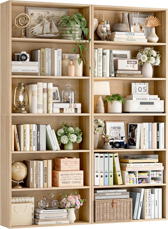 FOTOSOK 6-Tier Open Bookcase and Bookshelf Set of 2, Freestanding Display - Image 8