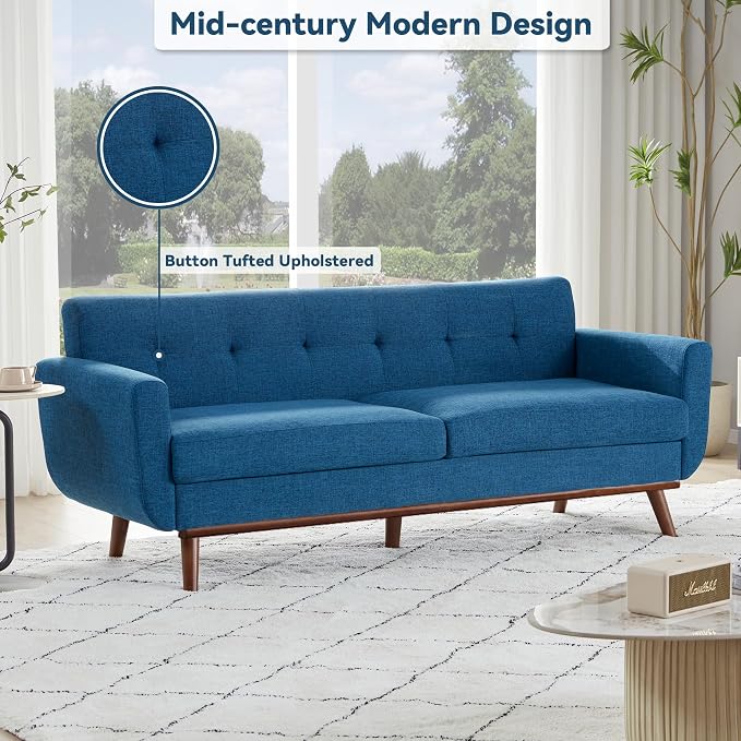 Kingfun 77.2" W Loveseat Sofa, Mid Century Modern Decor Love Seat Couches - Image 6