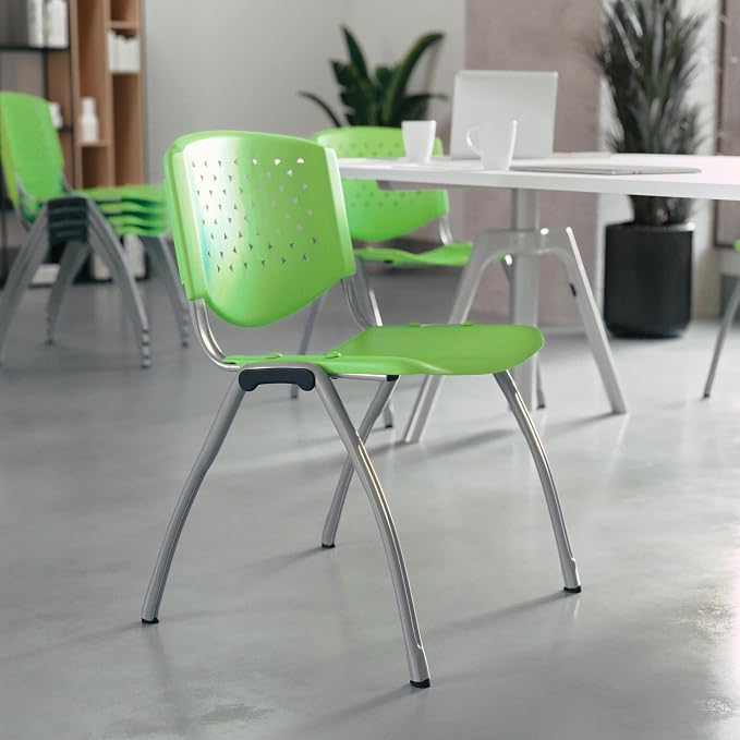 Flash Furniture HERCULES Series 880 lb. Capacity Green Plastic Stack Chair - Image 2