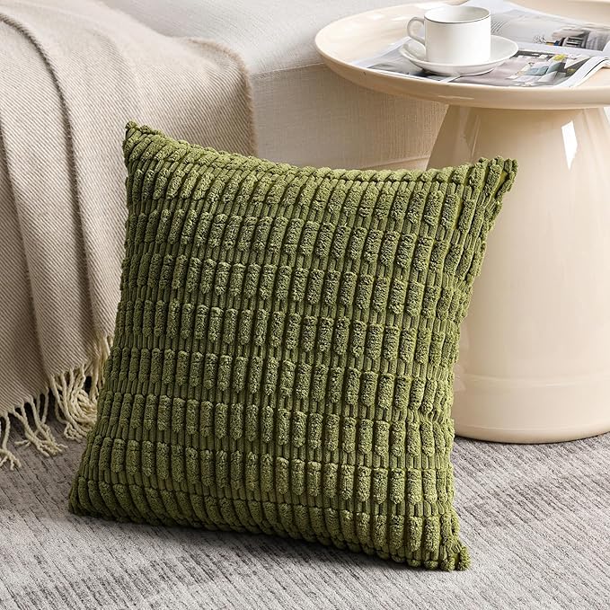 Fancy Homi 4 Packs Boho Moss Green Decorative Throw Pillow Covers 24x24 Inch - Image 2